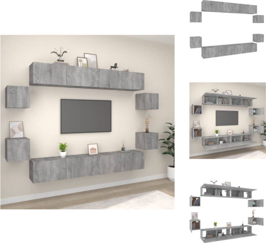 VidaXL Televisiekastenset klassiek tv-meubel 100 x 30 x 30 cm Ken- wandgemonteerd Kleur- grijs sonoma eiken Materiaal- bewerkt hout Kast