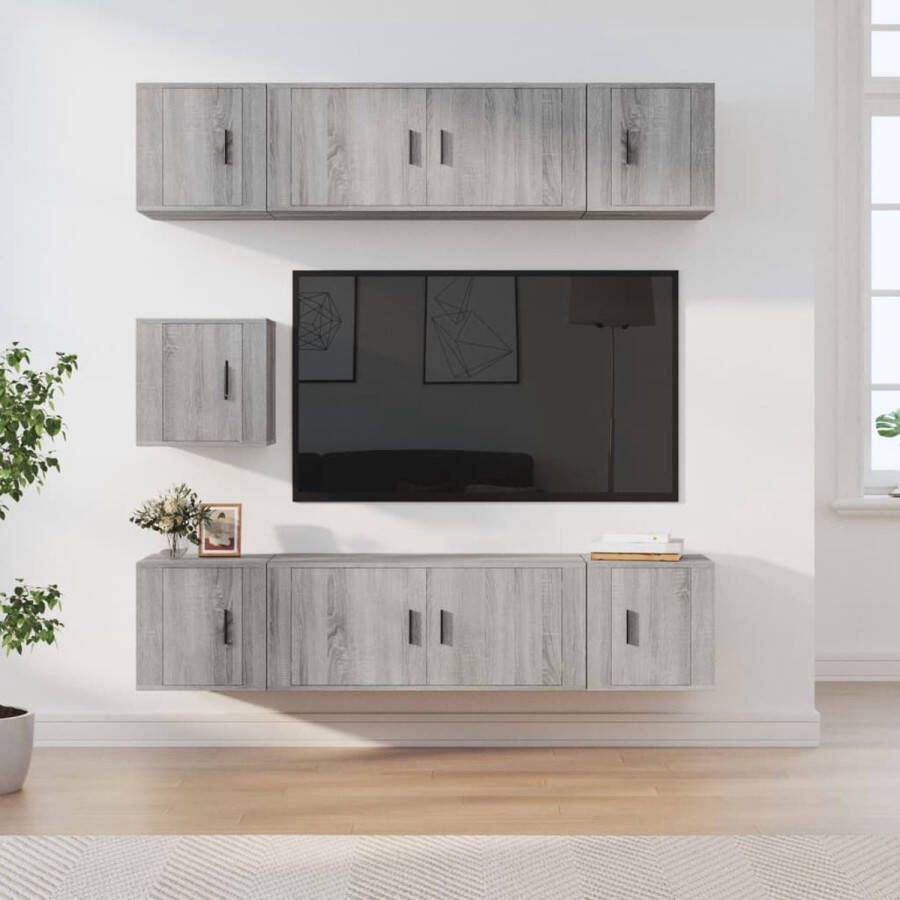 VidaXL Televisiekastenset Klassiek TV-meubel 100 x 34.5 x 40 cm Ken- Wandgemonteerd Kleur- Grijs sonoma eiken Kast