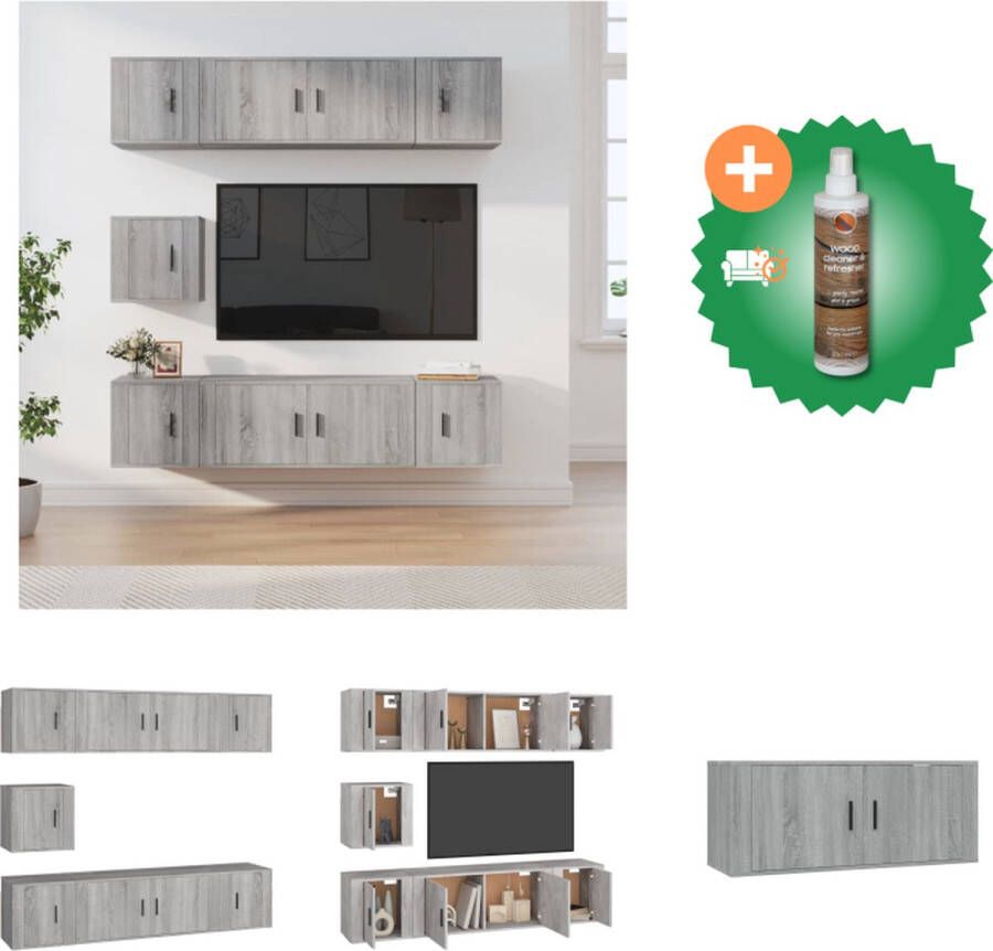 VidaXL Televisiekastenset Klassiek TV-meubel 100 x 34.5 x 40 cm Ken- Wandgemonteerd Kleur- Grijs sonoma eiken Kast Inclusief Houtreiniger en verfrisser