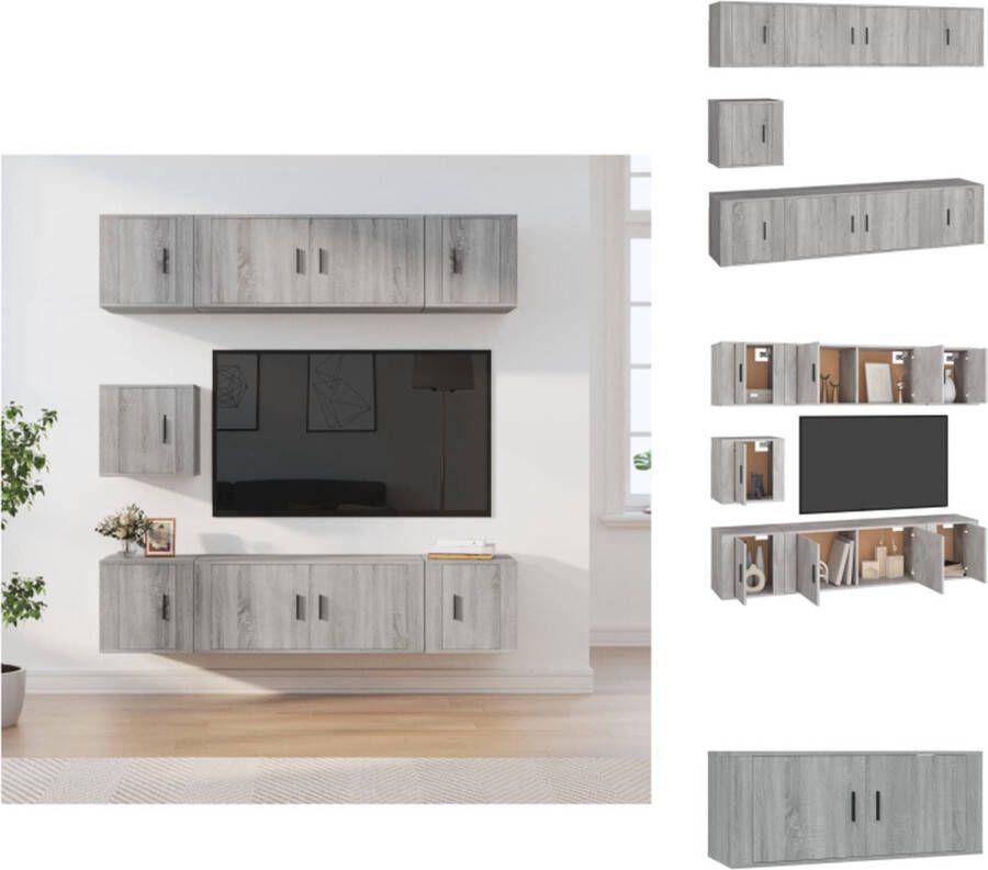 vidaXL Televisiekastenset Klassiek TV-meubel 100 x 34.5 x 40 cm Ken- Wandgemonteerd Kleur- Grijs sonoma eiken Kast