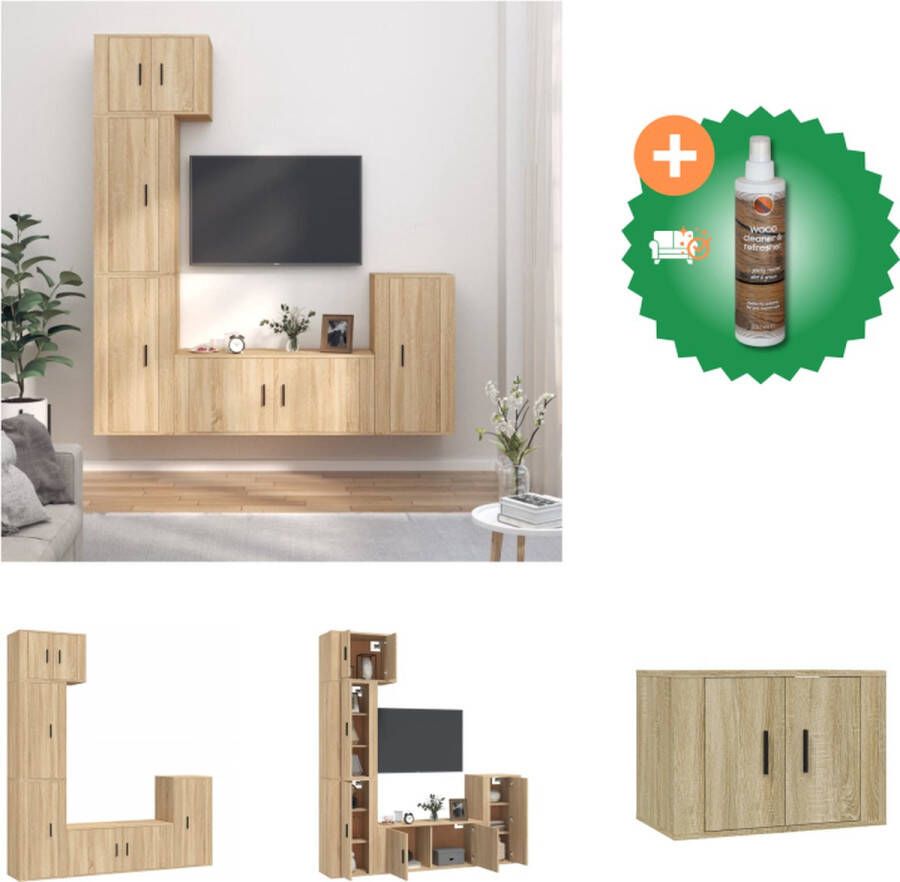 vidaXL Televisiekastenset Klassiek Tv-meubel 100 x 34.5 x 40 cm Sonoma eiken Kast Inclusief Houtreiniger en verfrisser