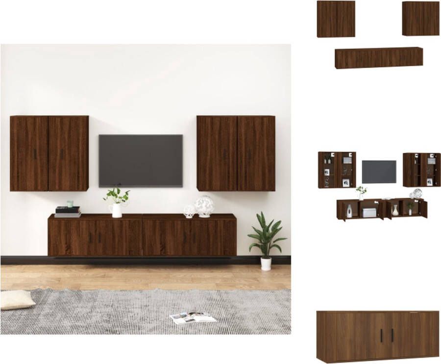 vidaXL Televisiekastenset Klassiek Tv-meubel 100x34.5x40cm Ken- Wandgemonteerd Kleur- Bruineiken Kast