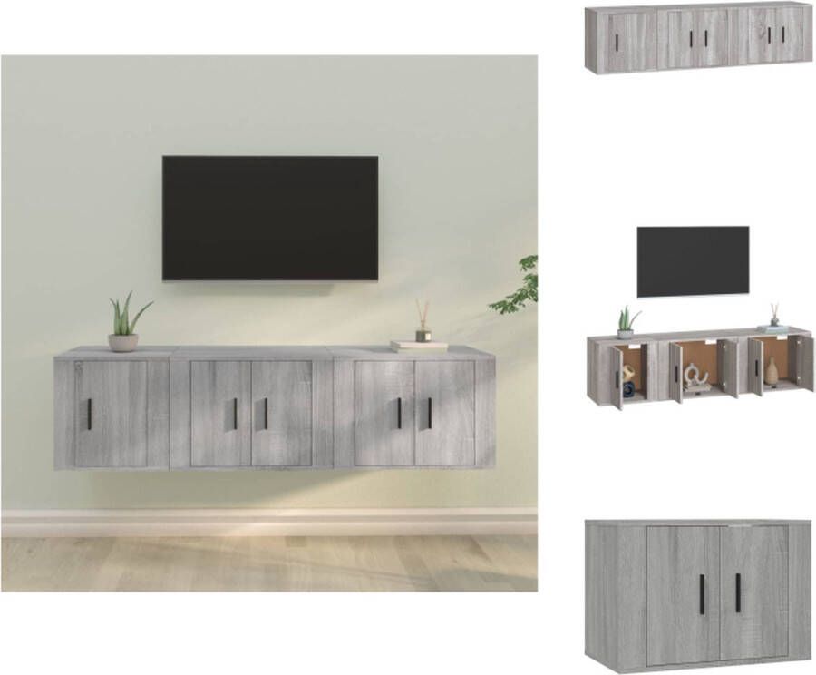 VidaXL Televisiekastenset Klassiek Tv-meubel 57x34.5x40cm + 40x34.5x40cm Kleur- Grijs Sonoma Eiken Ken- Wandgemonteerd Kast