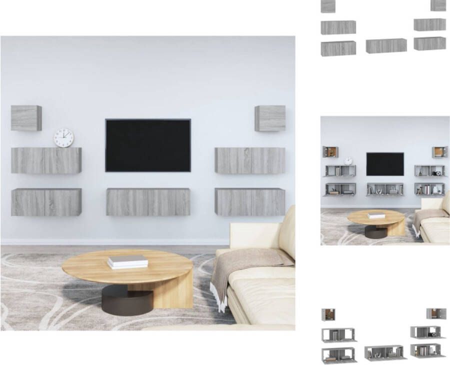 vidaXL Televisiekastenset Klassiek TV-meubel 80x30x30 cm 100x30x30 cm 30.5x30x30 cm Kleur- Grijs Sonoma Eiken Kast