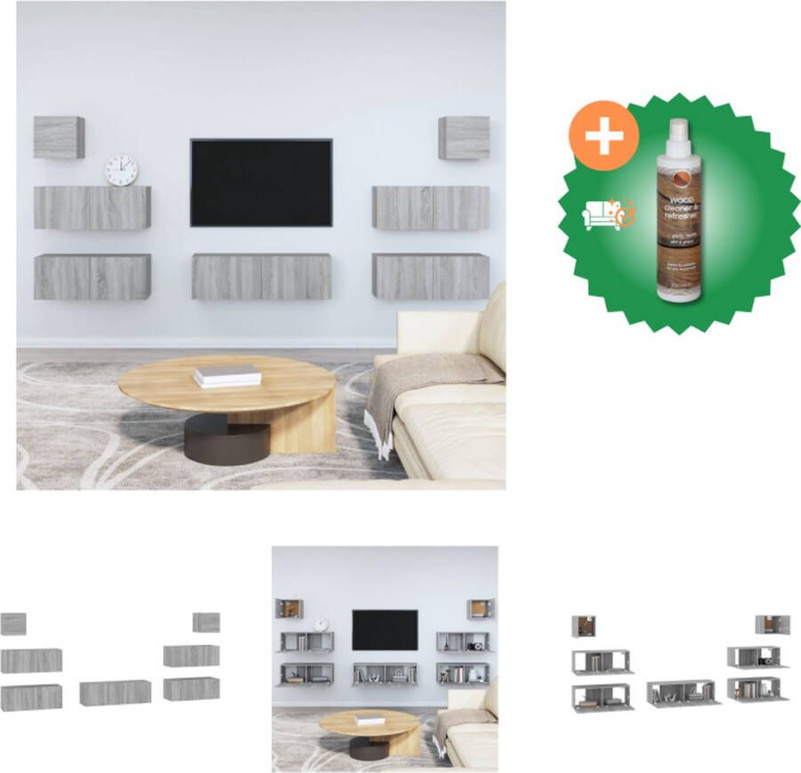VidaXL Televisiekastenset Klassiek TV-meubel 80x30x30 cm 100x30x30 cm 30.5x30x30 cm Kleur- Grijs Sonoma Eiken Kast Inclusief Houtreiniger en verfrisser