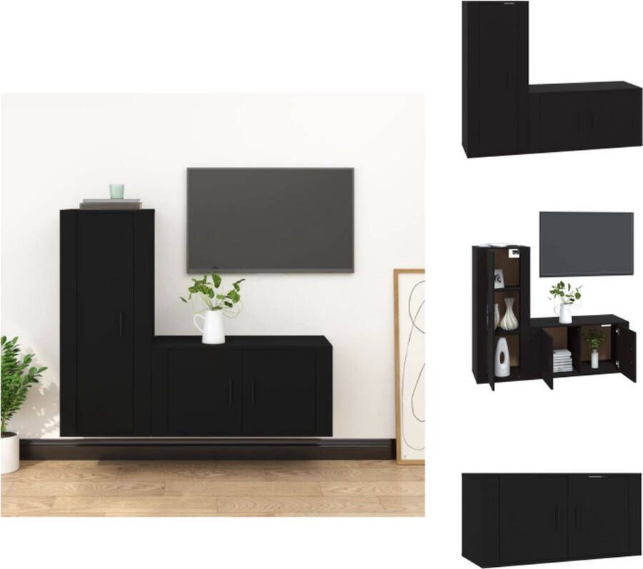 VidaXL Televisiekastenset Klassiek TV-meubel 80x34.5x40 cm 40x34.5x100 cm Zwart hout Kast