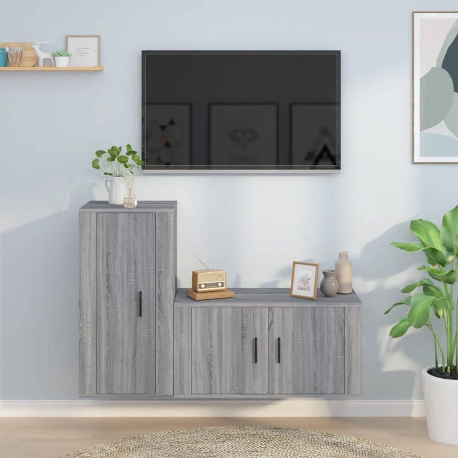 VidaXL Televisiekastenset Klassiek Tv-meubel 80x34.5x40cm 40x34.5x80cm Grijs Sonoma Eiken Kast