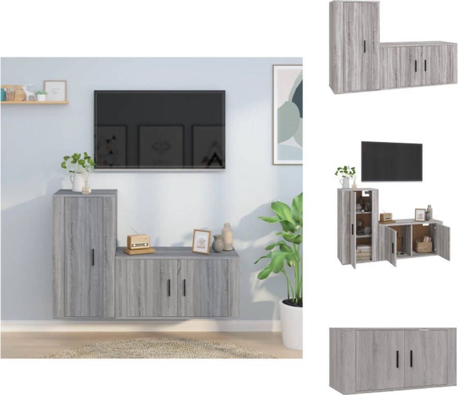 vidaXL Televisiekastenset Klassiek Tv-meubel 80x34.5x40cm 40x34.5x80cm Grijs Sonoma Eiken Kast