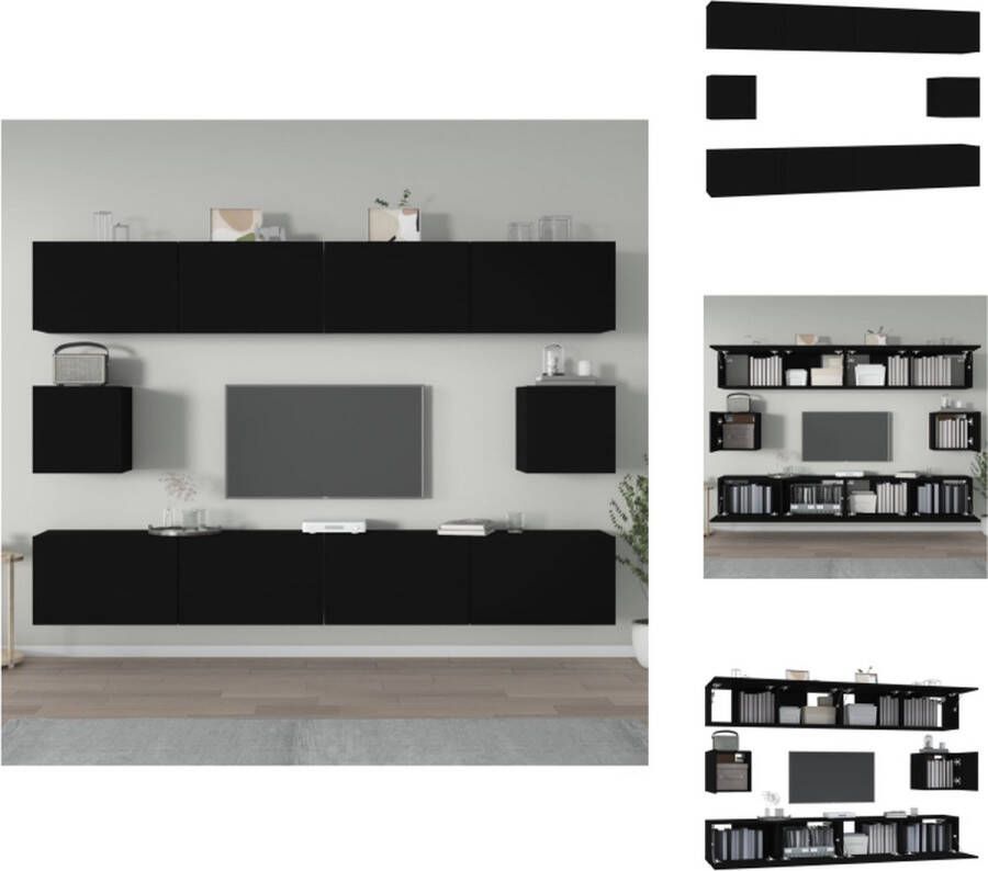 VidaXL Televisiekastenset Klassiek TV-meubels 100 x 30 x 30 cm 30.5 x 30 x 30 cm Zwart bewerkt hout Kast - Foto 7