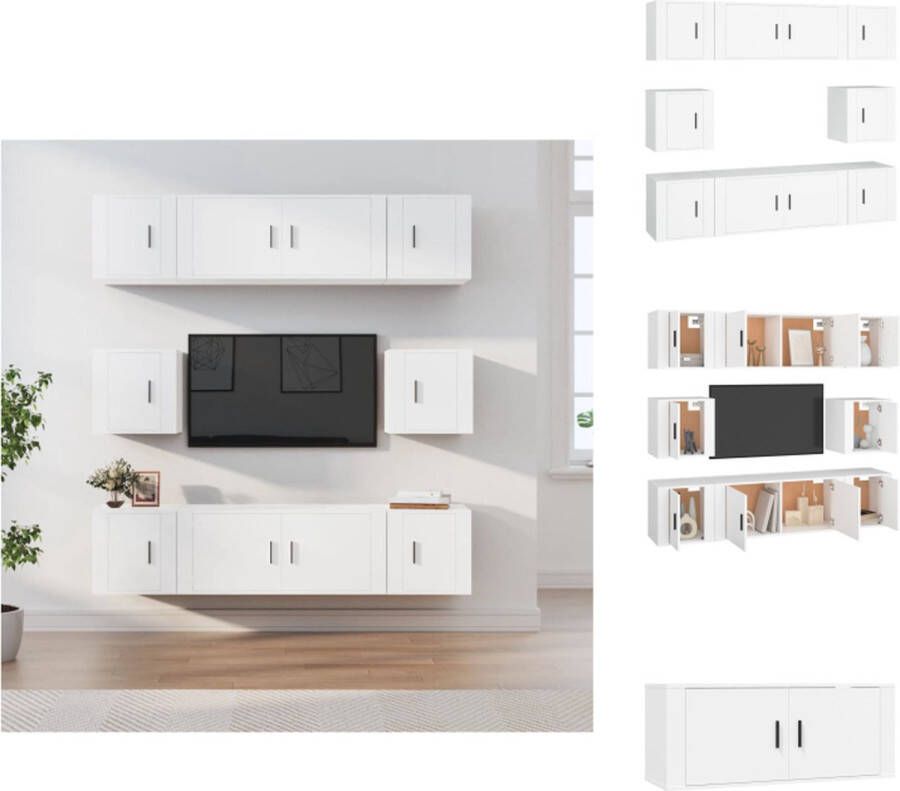VidaXL Televisiekastenset klassiek wit 2 x tv-meubel- 100 x 34.5 x 40 cm 6 x tv-meubel- 40 x 34.5 x 40 cm Kast - Foto 2