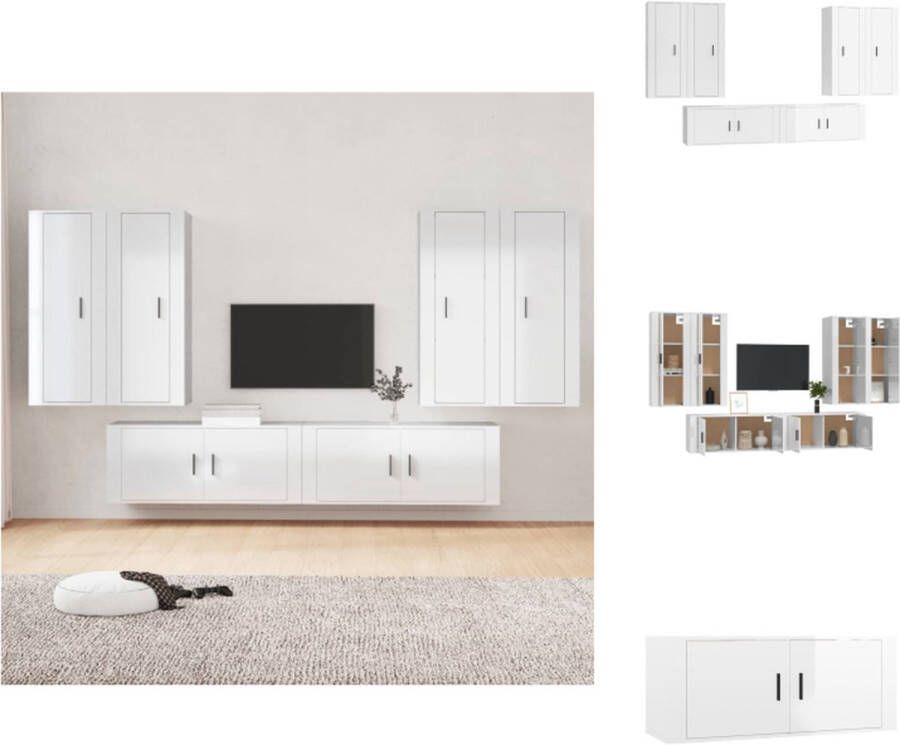 VidaXL Televisiekastenset Klassieke Tv-meubels 40 x 34.5 x 100 cm Hoogglans wit Kast