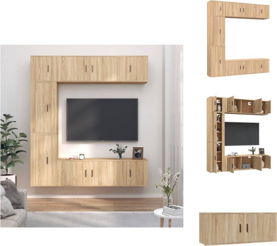 VidaXL Televisiekastenset Sonoma eiken 2x 100 x 34.5 x 40 cm 2x 40 x 34.5 x 80 cm 3x 40 x 34.5 x 40 cm Kast