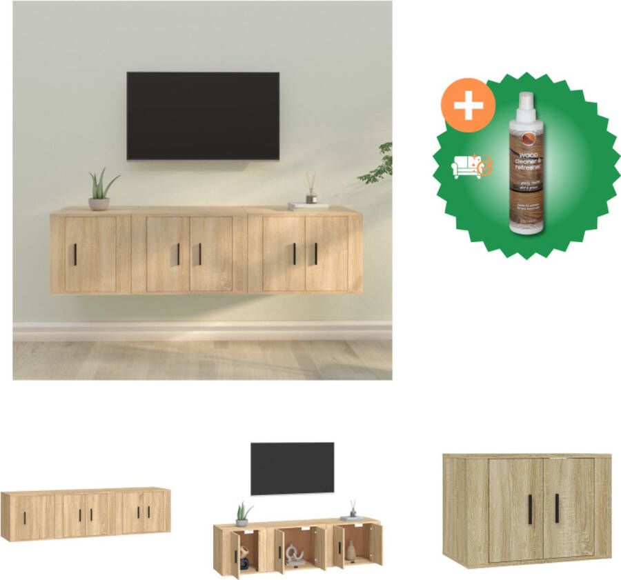 VidaXL Televisiekastenset Sonoma Eiken 2x 57x34.5x40cm + 1x 40x34.5x40cm Kast Inclusief Houtreiniger en verfrisser