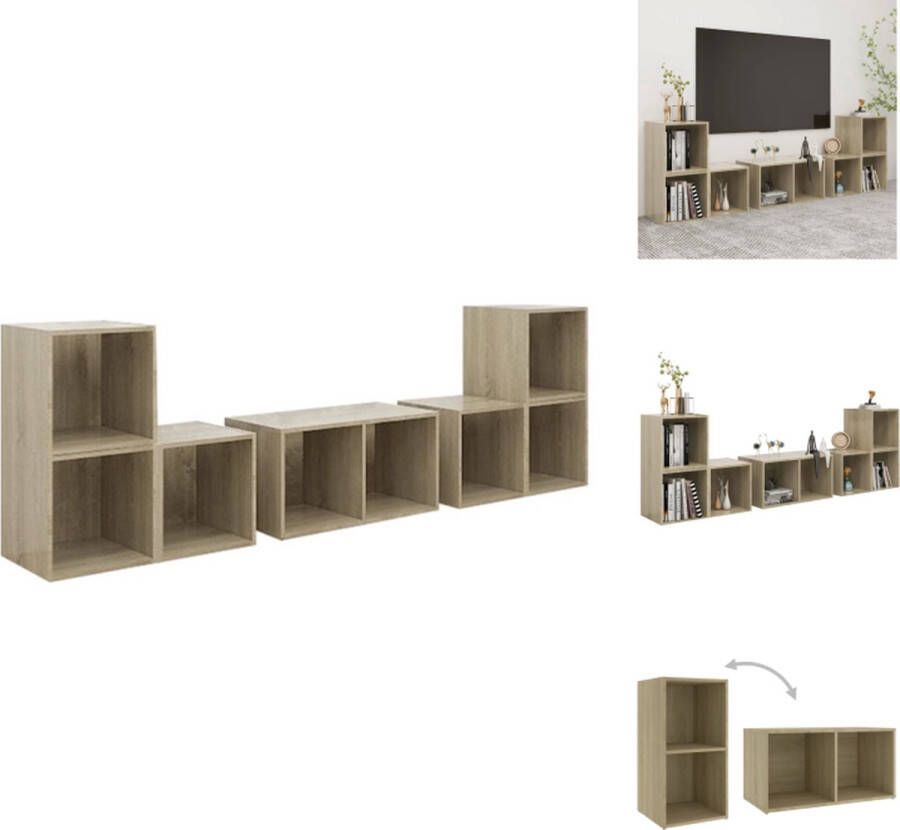 VidaXL Tv-kastenset Tv-kastensets Tv-meubelset Tv-meubelsets 6-delige Tv-meubelset bewerkt hout sonoma eikenkleurig