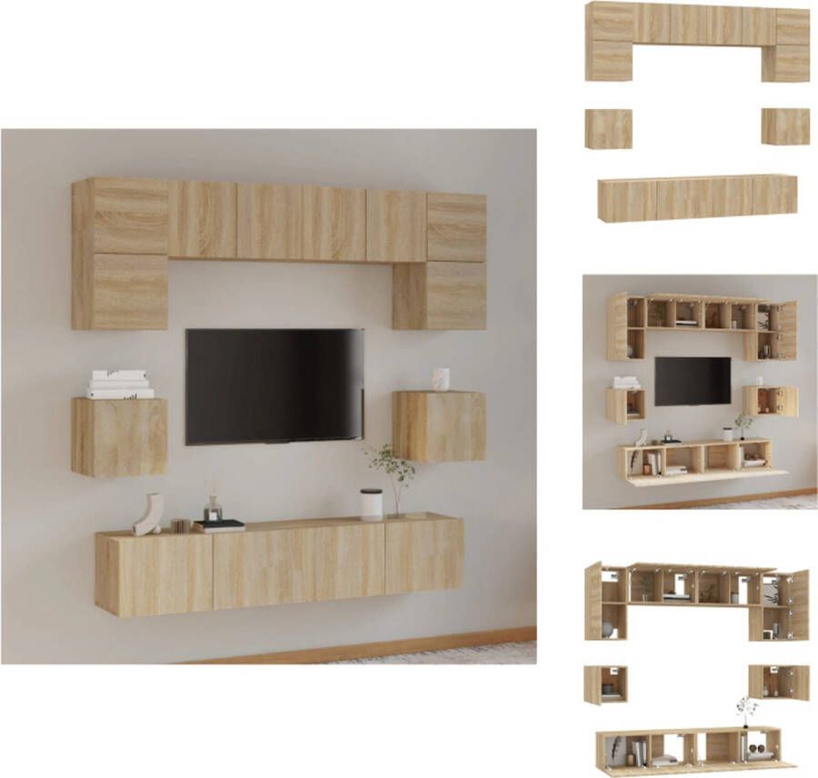 VidaXL Tv-kast Tv-kasten Tv-meubel Hifi-meubel 8-delige Tv-meubelset bewerkt hout sonoma eikenkleurig - Foto 3