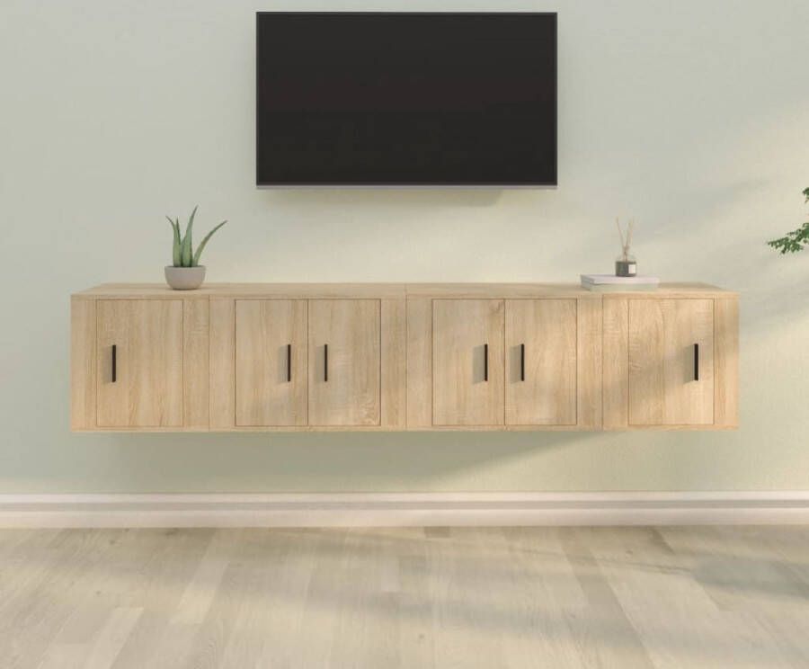 VidaXL Tv-kast Tv-kasten Tv-meubel Hifi-meubel 4-delige Tv-meubelset bewerkt hout sonoma eikenkleurig - Foto 2