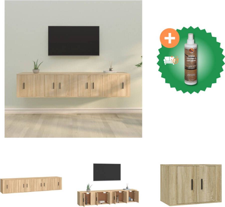 VidaXL TV-meubelset Sonoma Eiken 30.5x30x30 80x30x30cm Duurzaam hout Praktische opbergruimte Wandmontage Kast Inclusief Houtreiniger en verfrisser - Foto 4