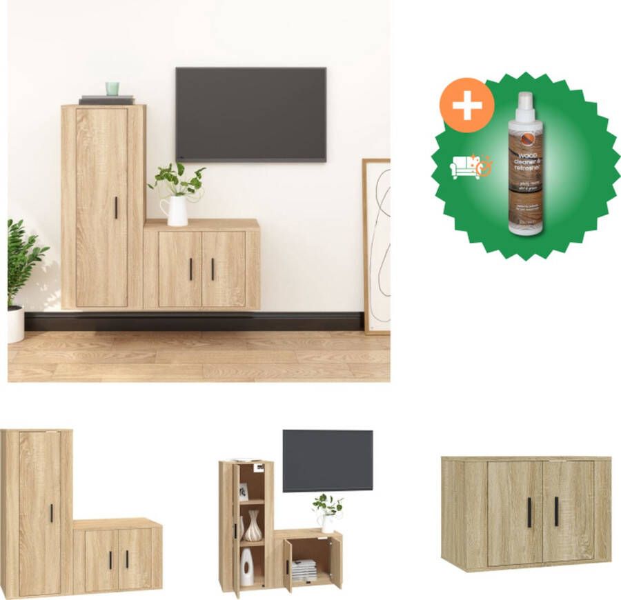 VidaXL TV-meubelset Sonoma Eiken Wandgemonteerd 57x34.5x40 cm 40x34.5x80 cm Hoogwaardig hout Kast Inclusief Houtreiniger en verfrisser