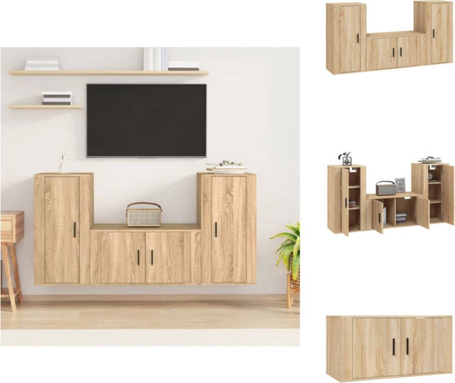 VidaXL Televisiekastenset Sonoma Eiken TV-meubel 80x34.5x40 cm 2x tv-meubel 40x34.5x80 cm Kast