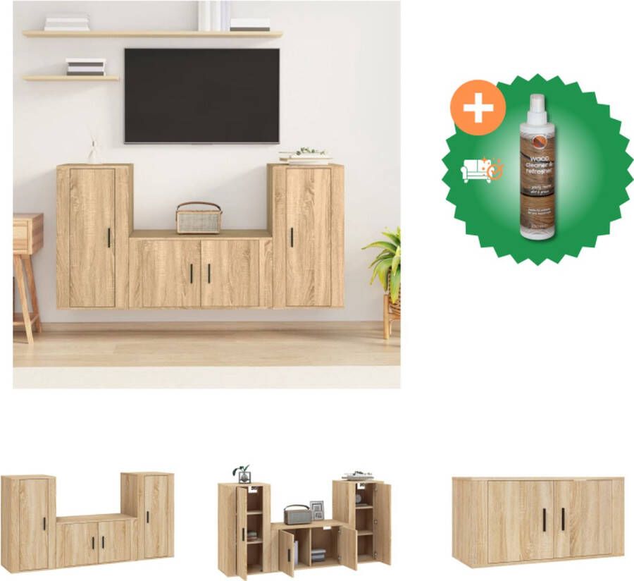 VidaXL Televisiekastenset Sonoma Eiken TV-meubel 80x34.5x40 cm 2x tv-meubel 40x34.5x80 cm Kast Inclusief Houtreiniger en verfrisser