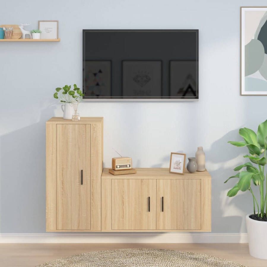 VidaXL Televisiekastenset Sonoma Eiken tv-meubel 80x34.5x40cm tv-meubel 40x34.5x80cm Kast