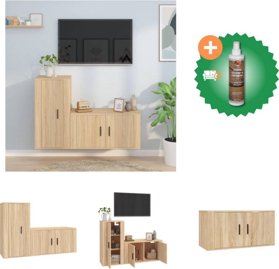 VidaXL Televisiekastenset Sonoma Eiken tv-meubel 80x34.5x40cm tv-meubel 40x34.5x80cm Kast Inclusief Houtreiniger en verfrisser