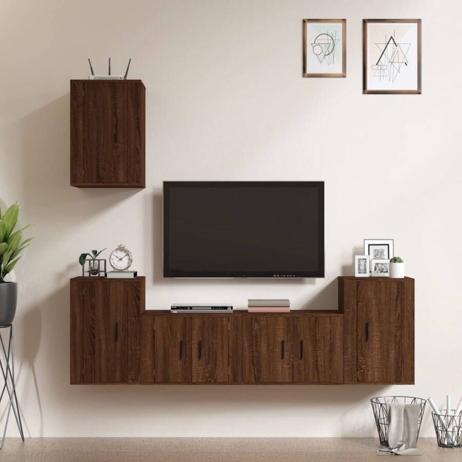 VidaXL Tv-kast Tv-kasten Tv-meubel Hifi-meubel 5-delige Tv-meubelset bewerkt hout bruineikenkleurig - Foto 11