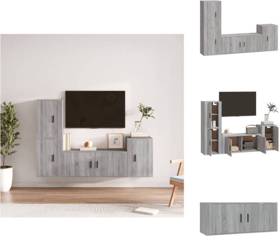 VidaXL Televisiekastenset TV-meubel 100x34.5x40cm 3x TV-meubel 40x34.5x60cm Grijs sonoma eiken Kast