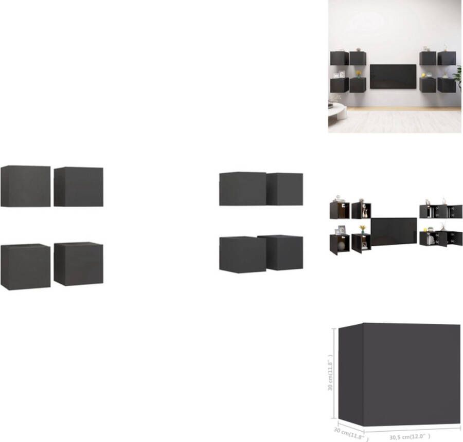 VidaXL Tv-kast Tv-kasten Tv-standaard Tv-standaarden Tv-wandmeubelen 8 st 30-5x30x30 cm grijs