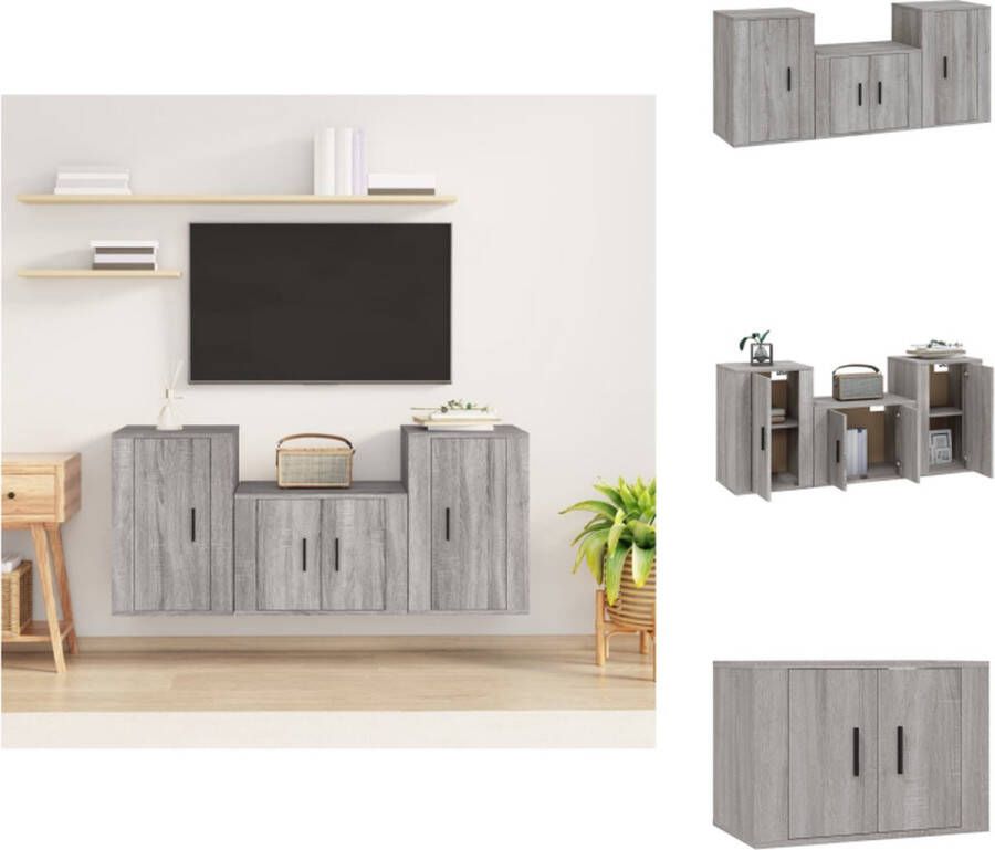 VidaXL Televisiekastenset TV-meubel 57x34.5x40 cm 2x TV-meubel 40x34.5x60 cm Grijs Sonoma Eiken Kast