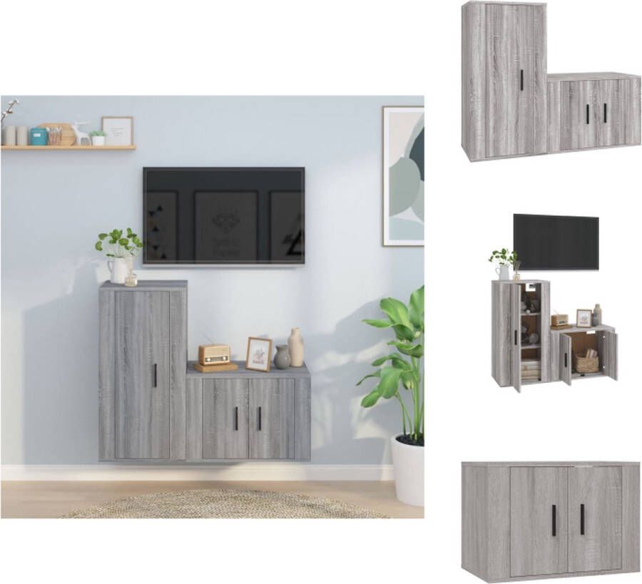 vidaXL Televisiekastenset TV-meubel 57x34.5x40 cm 40x34.5x80 cm Grijs Sonoma Eiken Kast