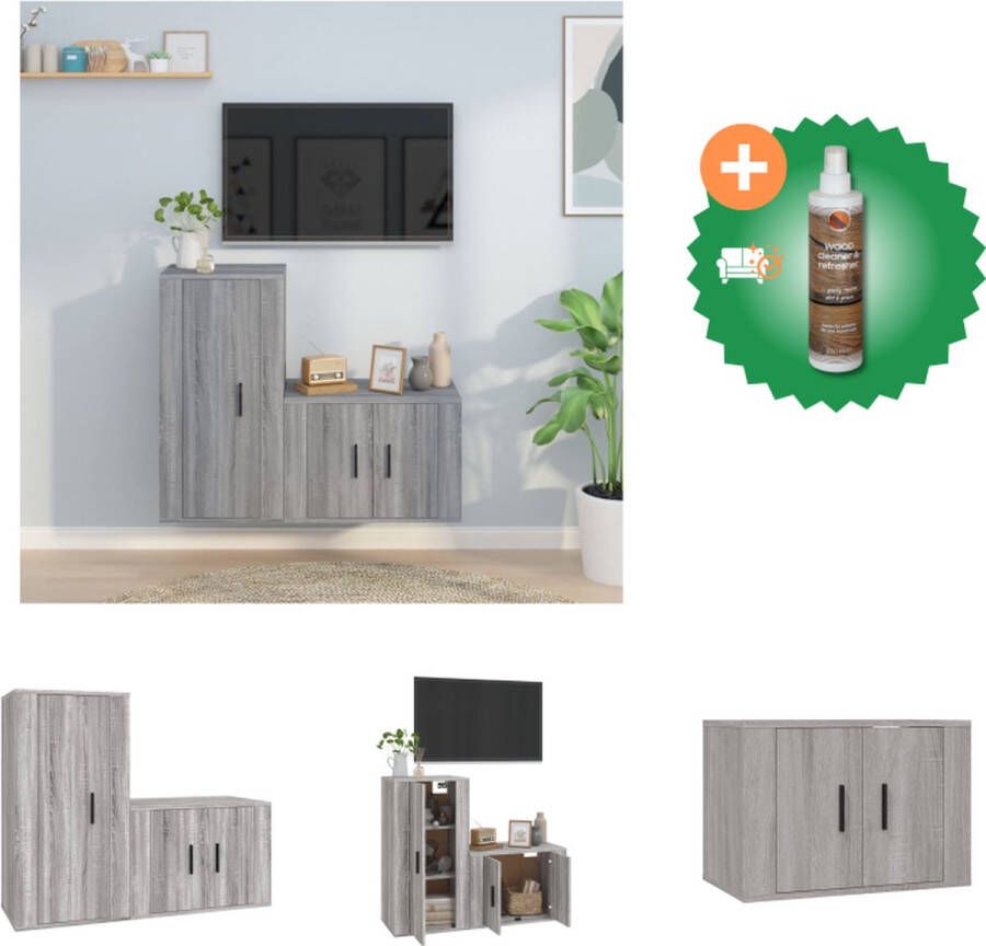 VidaXL TV-meubelset Klassiek Wandgemonteerd Grijs Sonoma Eiken 57 x 34.5 x 40 cm 40 x 34.5 x 60 cm Hoogwaardig Materiaal Kast Inclusief Houtreiniger en verfrisser