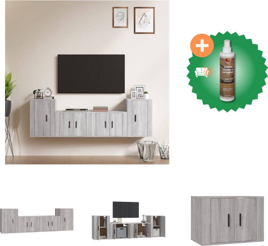 VidaXL Televisiemeubelset Grijs Sonoma Eiken 30.5 x 30 x 90 cm 30.5 x 30 x 60 cm 80 x 30 x 30 cm Kast Inclusief Houtreiniger en verfrisser - Foto 4