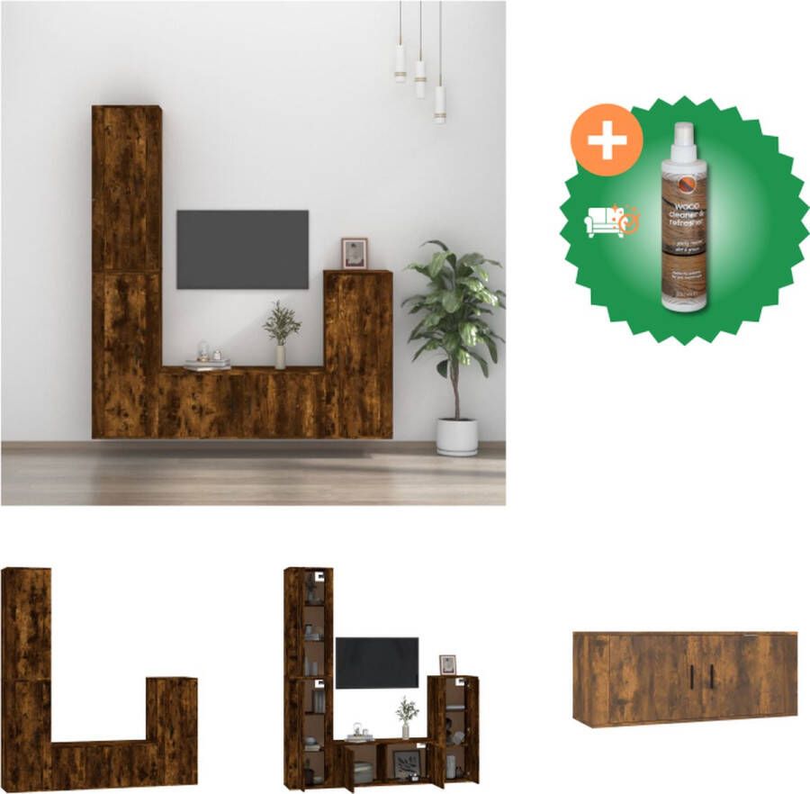 VidaXL Klassieke televisiekastenset TV-meubel 30.5x30x90 cm 30.5x30x60 cm 80x30x30 cm Gerookt eiken Kast Inclusief Houtreiniger en verfrisser
