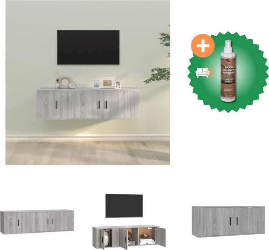 VidaXL Televisiekastenset TV-meubels 100 x 34.5 x 40 cm 40 x 34.5 x 40 cm Grijs Sonoma Eiken Kast Inclusief Houtreiniger en verfrisser