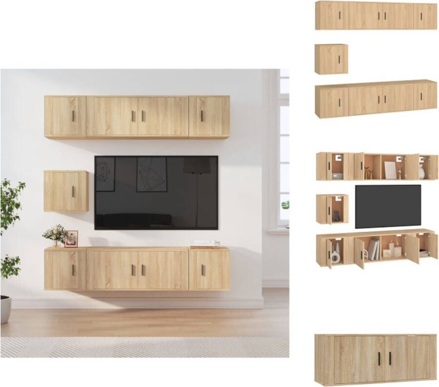 VidaXL Televisiekastenset V2 Sonoma eiken 2x 100x34.5x40cm en 5x 40x34.5x40cm Trendy en praktisch Kast - Foto 2