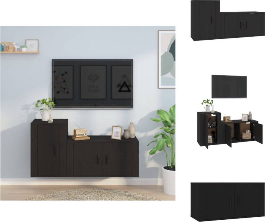 vidaXL Televisiekastenset Zwarte tv-meubel 80 x 34.5 x 40 cm 40 x 34.5 x 60 cm Klassiek design Kast