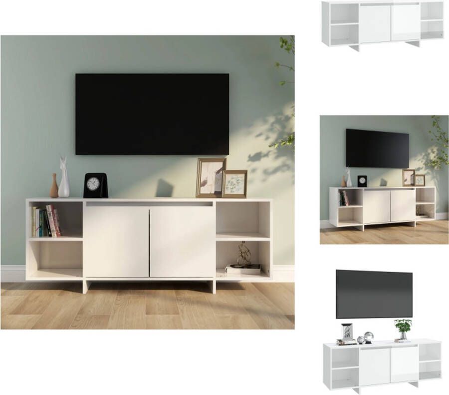 VidaXL Tv-kast Tv-kasten Tv-standaard Wandtafel Tv-meubel 130x35x50 cm bewerkt hout hoogglans wit - Foto 2