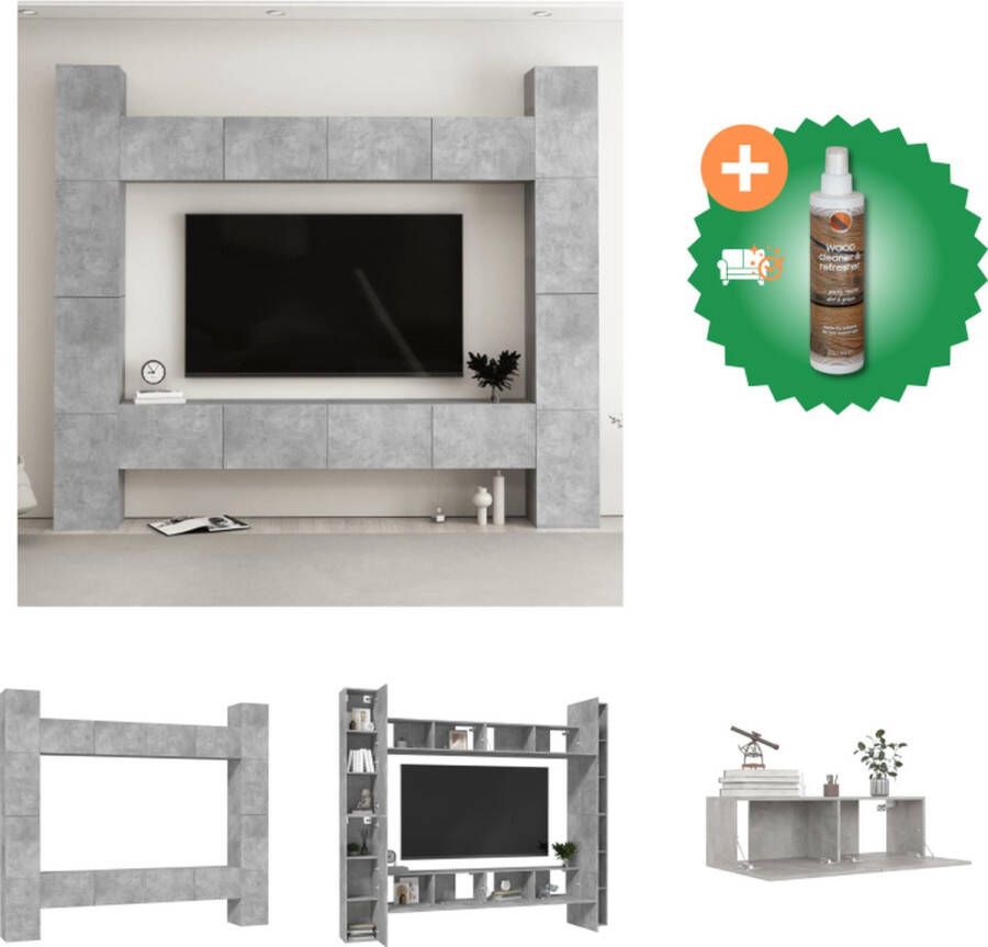 VidaXL Televisiemeubel Betongrijs 100 x 30 x 30 cm Trendy design Opbergruimte Eenvoudig te onderhouden Kast Inclusief Houtreiniger en verfrisser