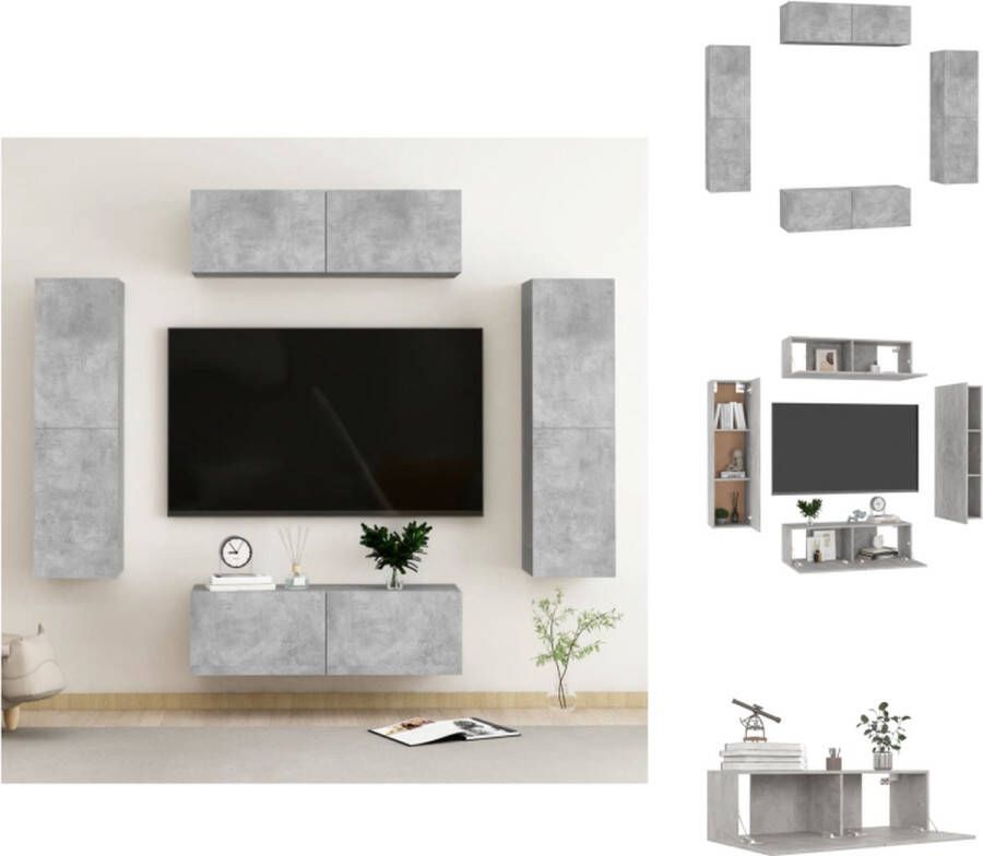 VidaXL Televisiemeubel Betongrijs 100 x 30 x 30 cm Wandmontage Meerdere vakken Eenvoudig te onderhouden Montage vereist Kast