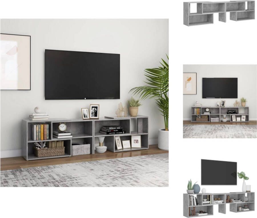 VidaXL Tv-meubel Tv-meubels Tv-kast Tv-kasten Tv-meubel 149x30x52 cm bewerkt hout betongrijs - Foto 2
