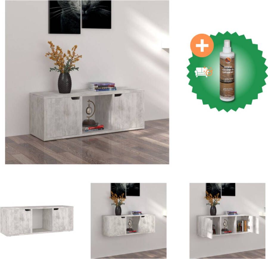 VidaXL Televisiemeubel Betongrijs 88.5 x 27.5 x 30.5 cm (L x B x H) Kast Inclusief Houtreiniger en verfrisser