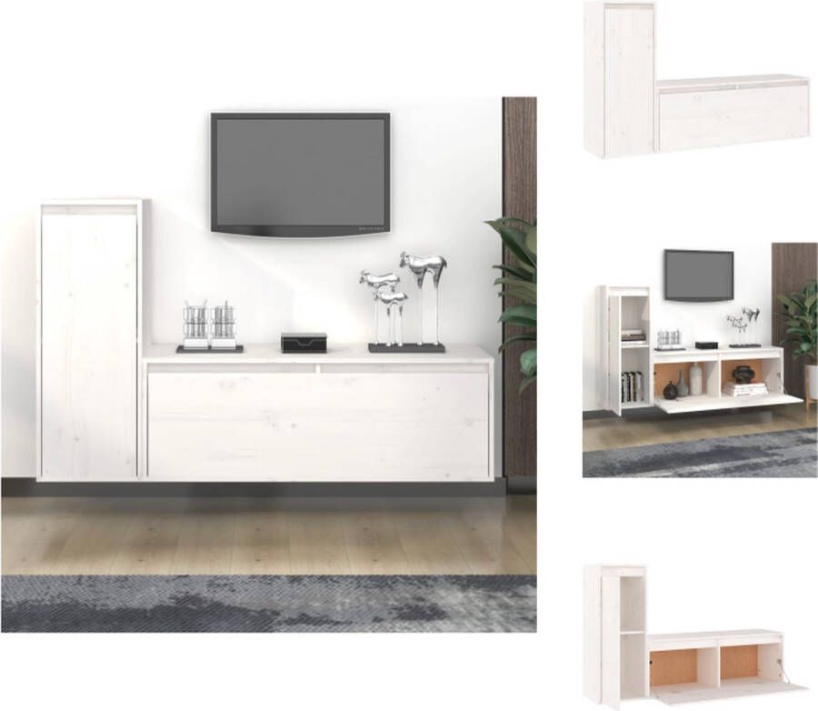 VidaXL Tv-kast Tv-kasten Tv-meubel Hifi-meubel Tv-meubelen 2 st massief grenenhout wit