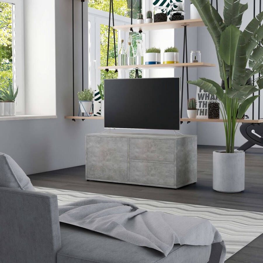 VidaXL Televisiemeubel Classic Betongrijs 80 x 34 x 36 cm Met lades en deur Kast