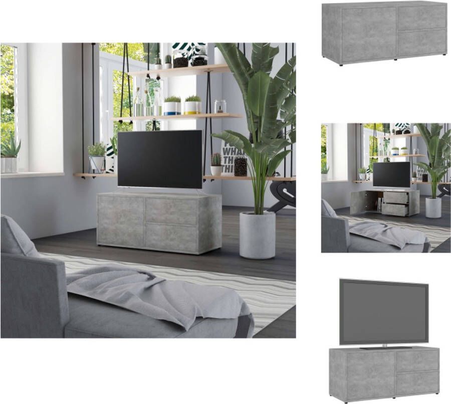 vidaXL Televisiemeubel Classic Betongrijs 80 x 34 x 36 cm Met lades en deur Kast