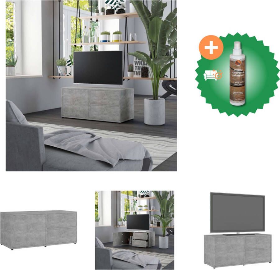 VidaXL Televisiemeubel Classic Betongrijs 80 x 34 x 36 cm Met lades en deur Kast Inclusief Houtreiniger en verfrisser