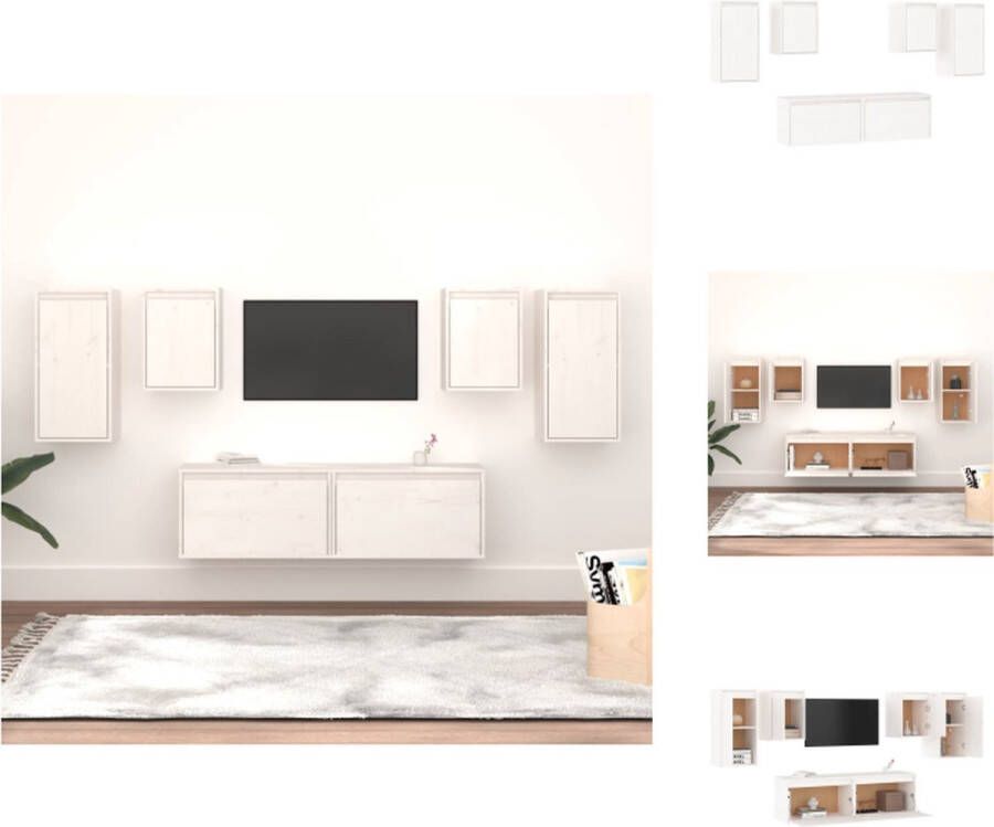 VidaXL Tv-kast Tv-kasten Tv-meubel Hifi-meubel Tv-meubelen 6 st massief grenenhout wit