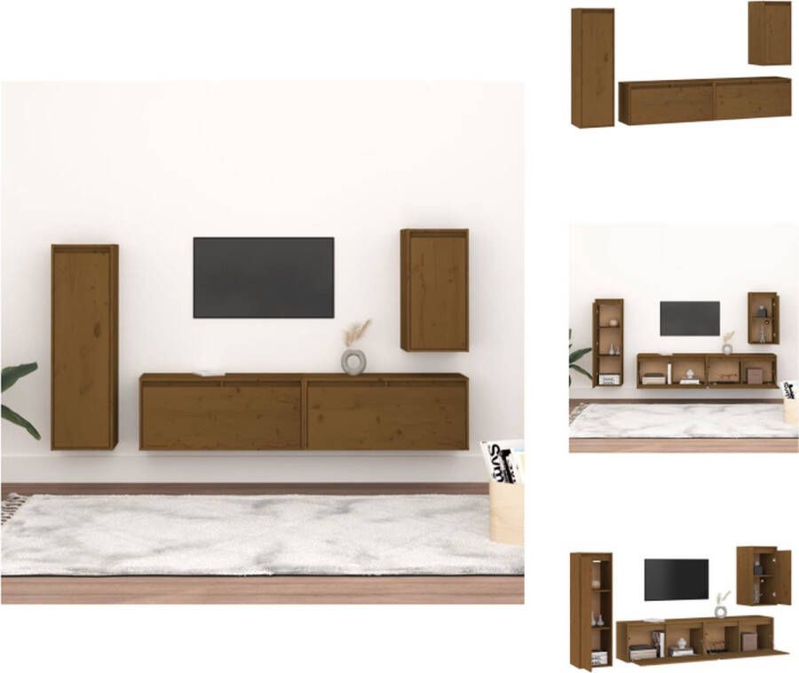 VidaXL Televisiemeubel Classic Massief grenenhout Set van 4 Kast