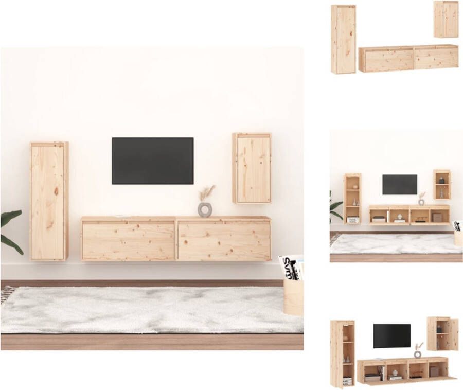 VidaXL Televisiemeubel Classic Pine Set van 4 80x30x35 cm 30x30x60 cm 30x30x100 cm Kast