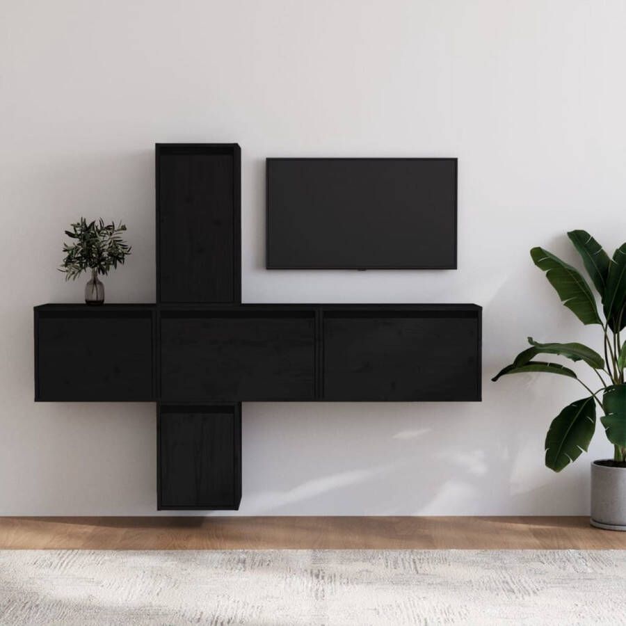 VidaXL Televisiemeubel Classic Wandmeubel 45 x 30 x 35 cm zwart grenenhout Kast